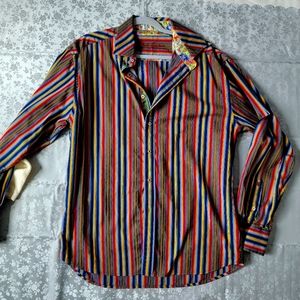 Men's Colorful Striped Button-down Dress Shirt